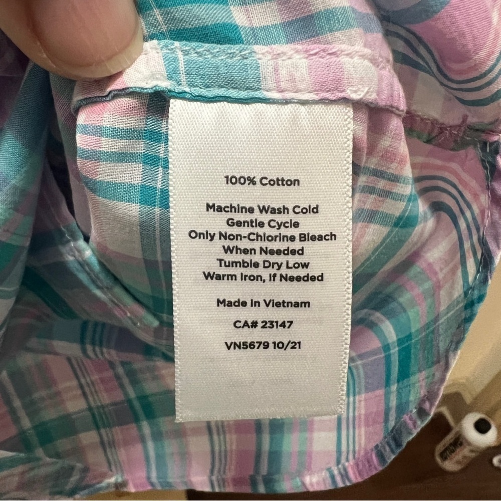 Talbots Purple Teal Plaid Button Up Long Sleeve Shirt Blouse Top Large - Picture 4 of 6
